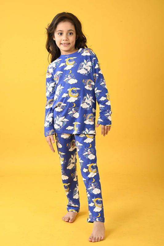 MOUSE UNICORN LONG SLEEVE PYJAMA SET - BLUE