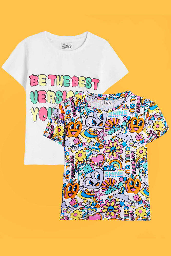 BE YOURSELF AND CHILL OUT SHORT SLEEVES T-SHIRT (PACK OF 2) - Anthrilo India