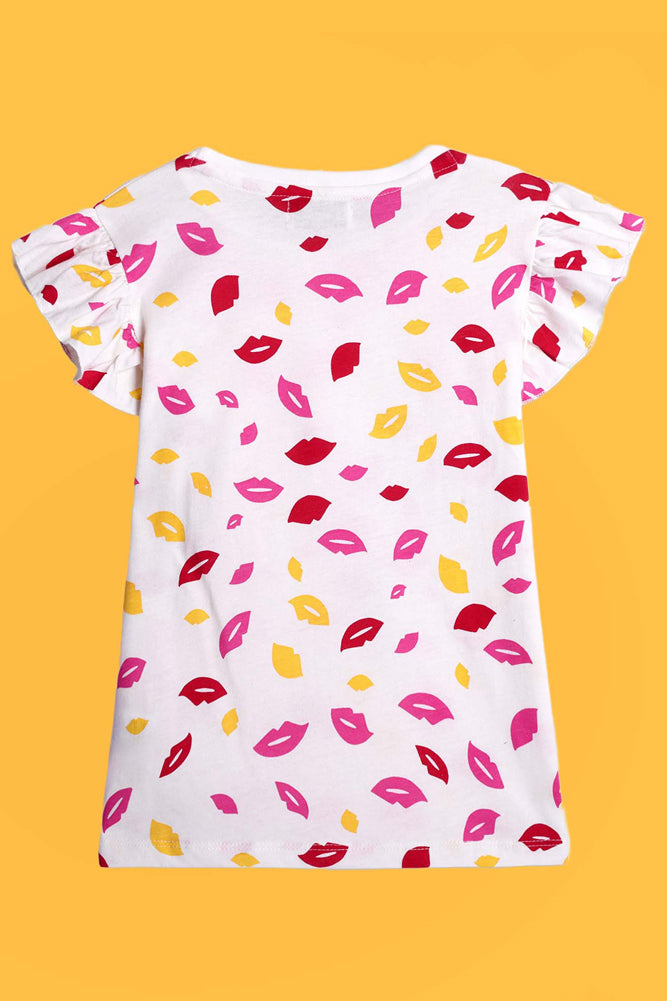 DESTINATION WHITE AND LIPS PRINT SHORT SLEEVES T-SHIRT (PACK OF 2) - Anthrilo India