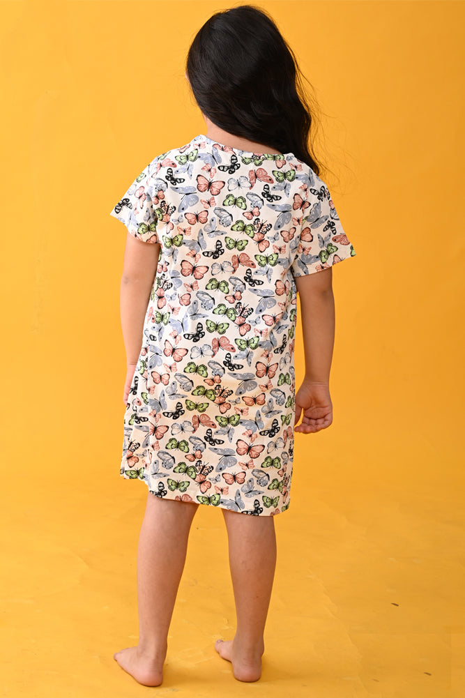BUTTERFLY WHITE AND ICECREAM NIGHT DRESS D (PACK OF 2) - Anthrilo India