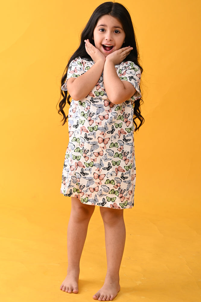 BUTTERFLY WHITE AND ICECREAM NIGHT DRESS D (PACK OF 2) - Anthrilo India