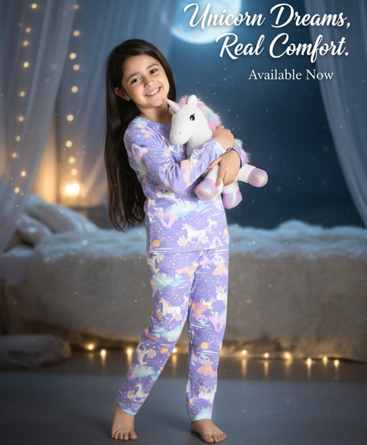 UNICORN PLANET LONG SLEEVES PYJAMA SET - PURPLE
