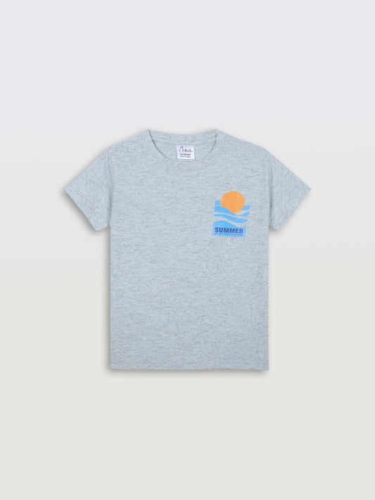 SUMMER SUN SKY MELANGE SHORT SLEEVE BOYS T-SHIRT - SKY