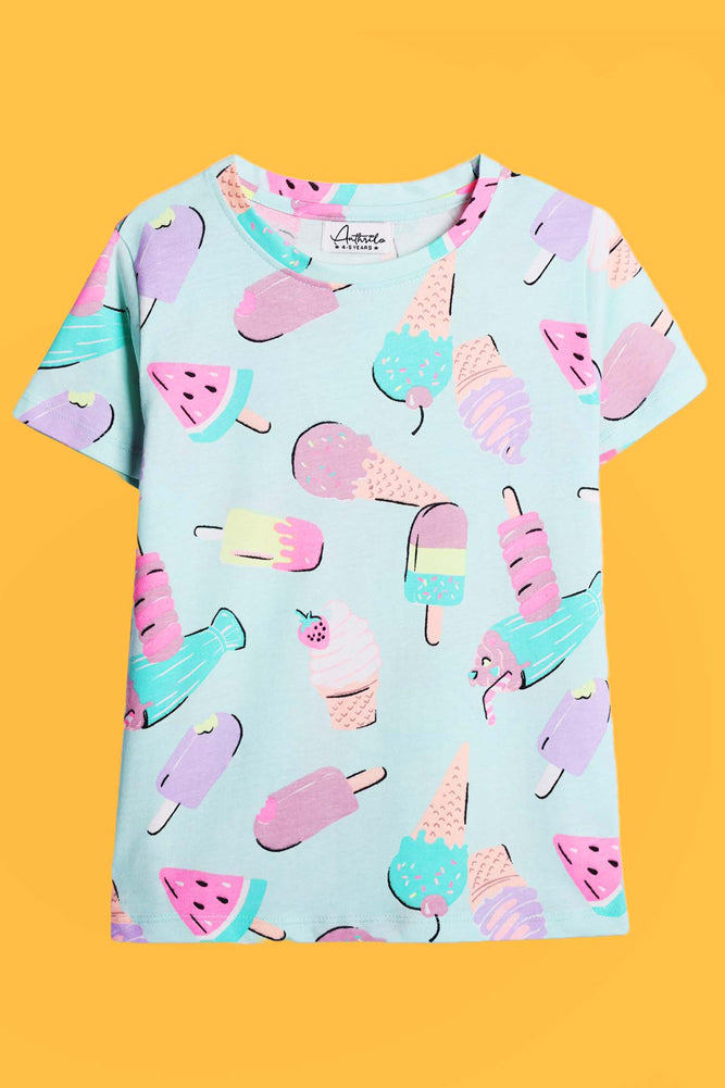 DESTINATION WHITE AND ICECREAM SHORT SLEEVES T-SHIRT (PACK OF 2) - Anthrilo India