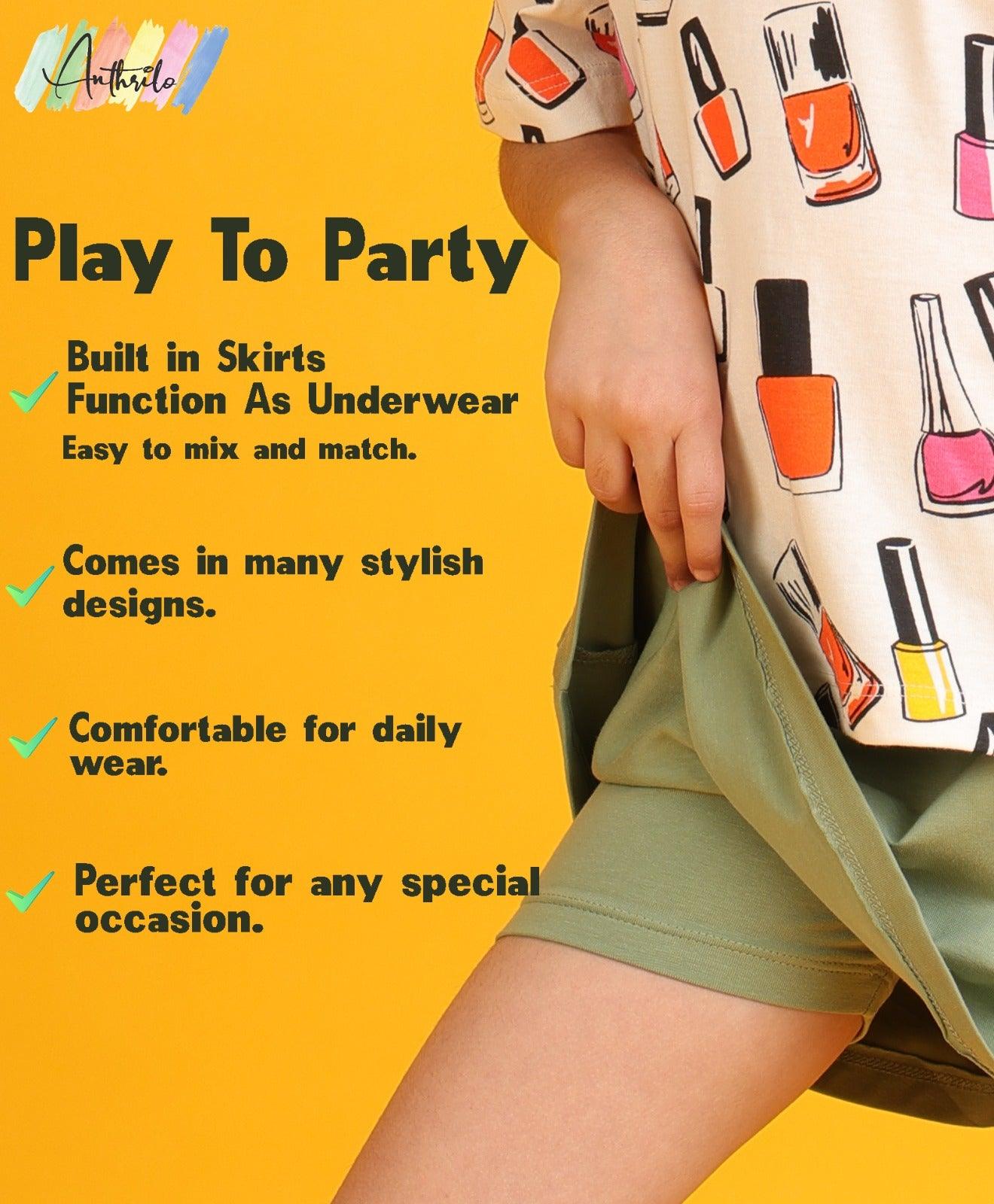 BUTTERFLY SUMMER BLACK SKIRT SET - GREEN/BLACK