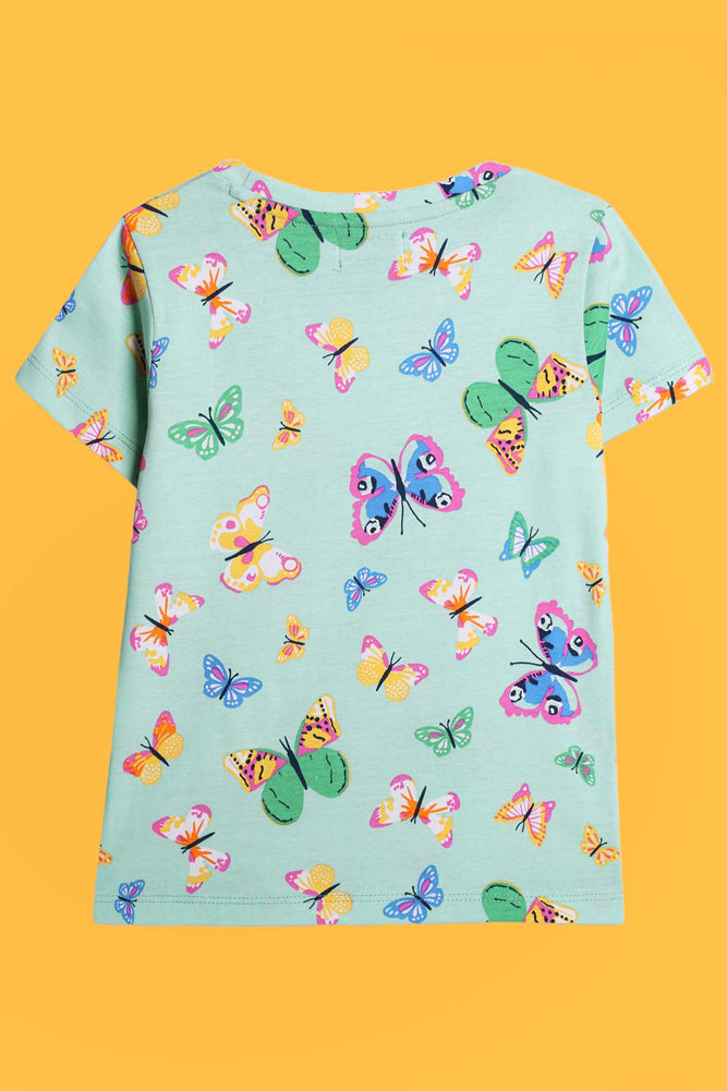 BE YOURSELF AND BUTTERFLY GREEN SHORT SLEEVES T-SHIRT (PACK OF 2) - Anthrilo India