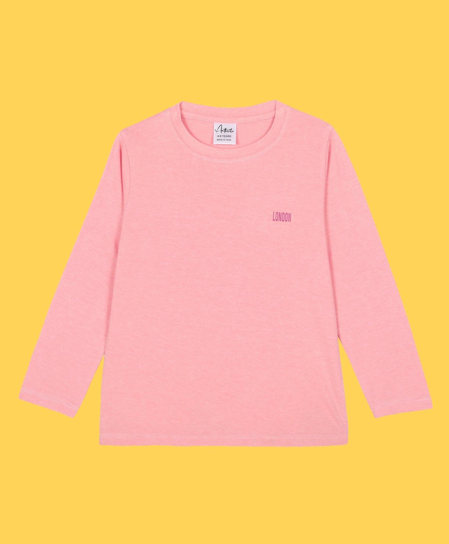 LONDON PEACH GIRLS LONG SLEEVES T-SHIRT - PEACH - Anthrilo
