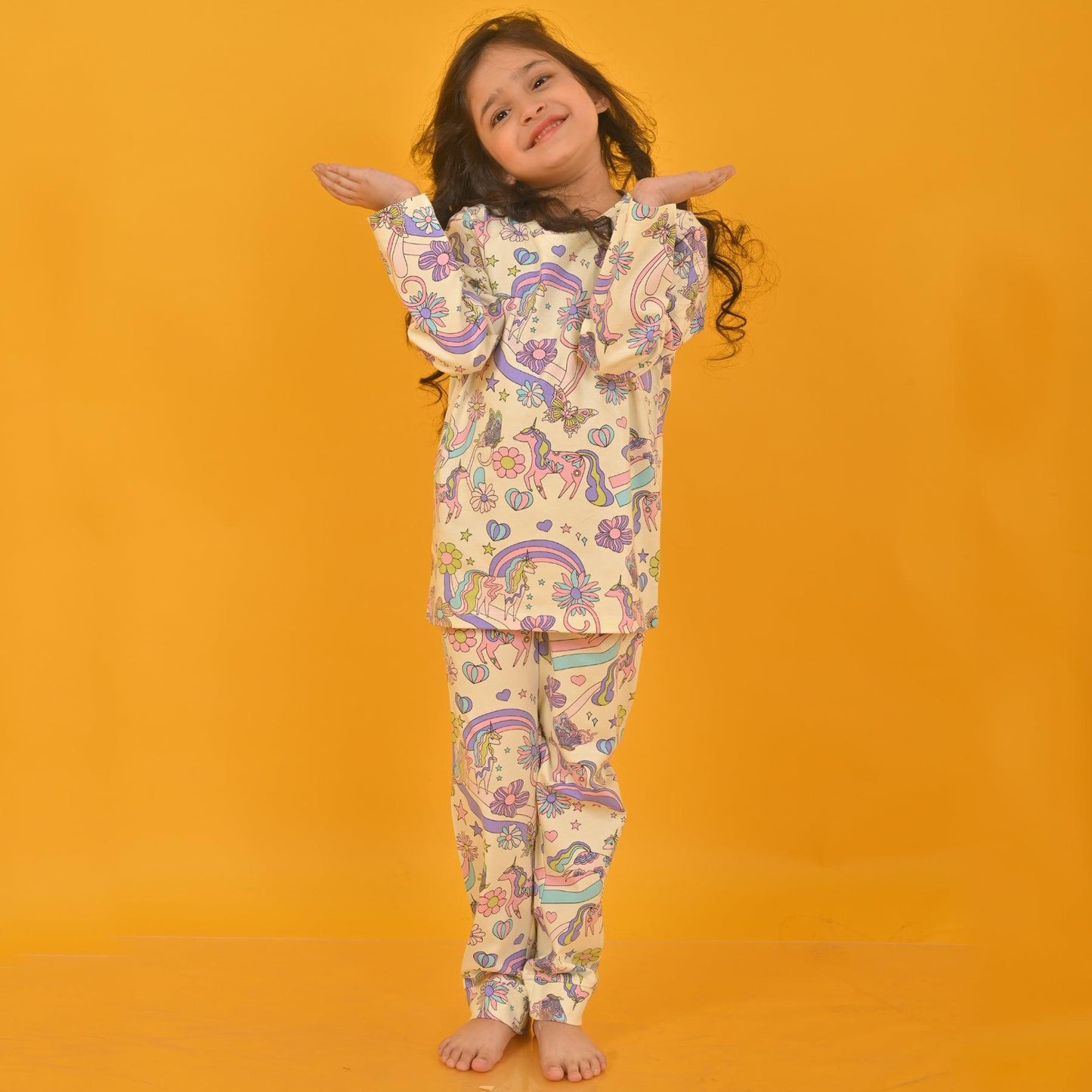 UNICORN BUTTERFLY LONG SLEEVE PYJAMA SET - OFFWHITE