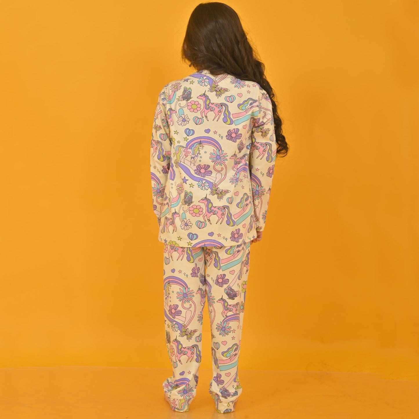 UNICORN BUTTERFLY LONG SLEEVE PYJAMA SET - OFFWHITE