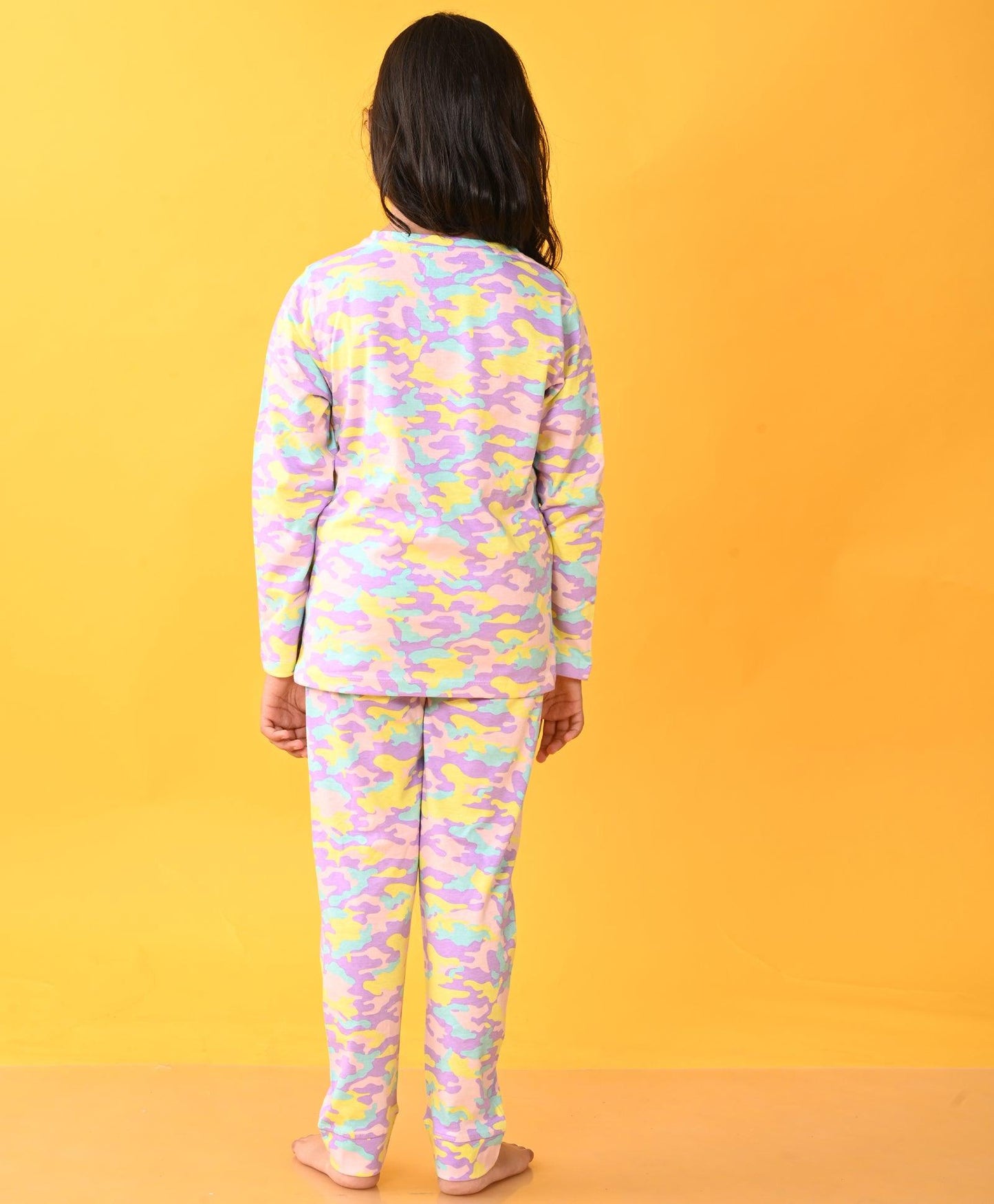 CAMOUFLAGE LONG SLEEVES GIRLS PYJAMA SET - PINK