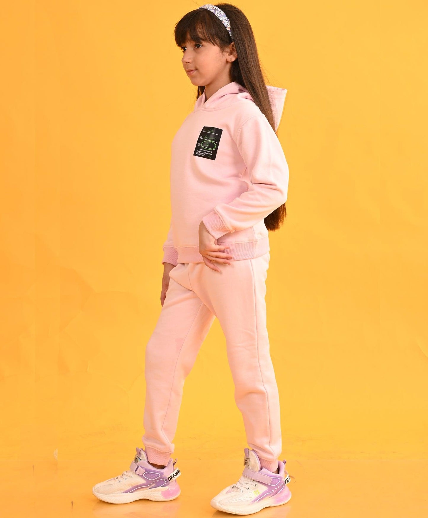 SPORTY COLLECTION PINK FLEECE HOODIE JOGGER SET D - PINK