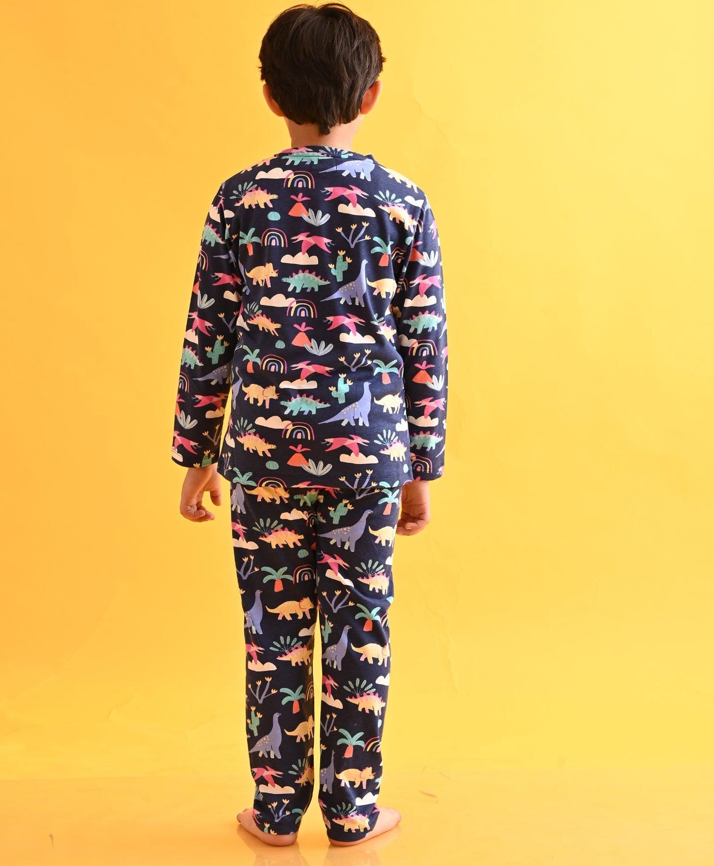 DINOSAUR RAINBOW LONG SLEEVES PYJAMA SET - BLUE