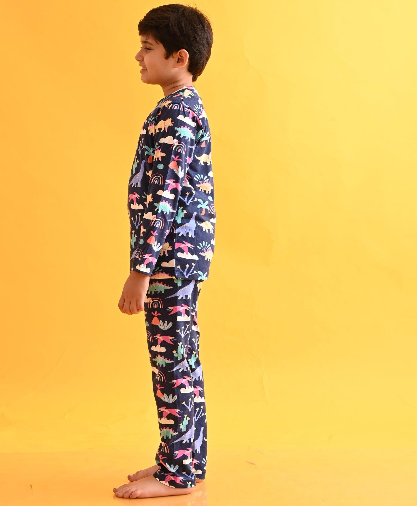 DINOSAUR RAINBOW LONG SLEEVES PYJAMA SET - BLUE