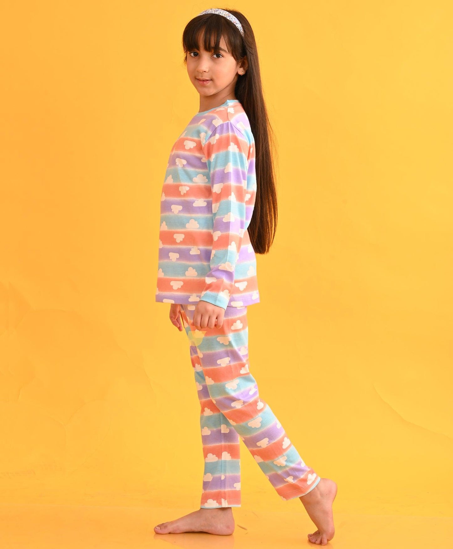 OMBRE CLOUD LONG SLEEVES PYJAMA SET - PEACH