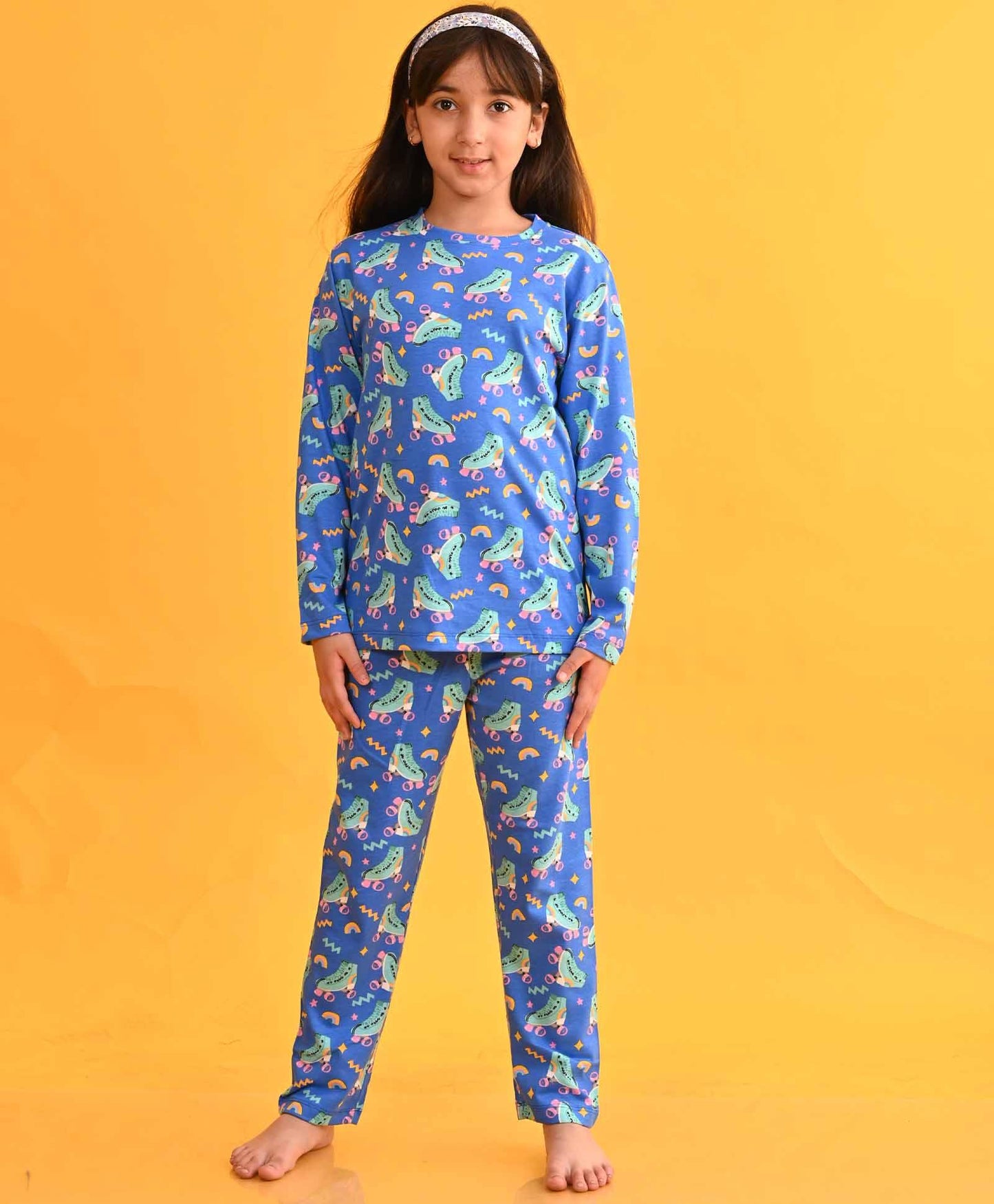 SKATES BLUE LONG SLEEVES PYJAMA SET - BLUE