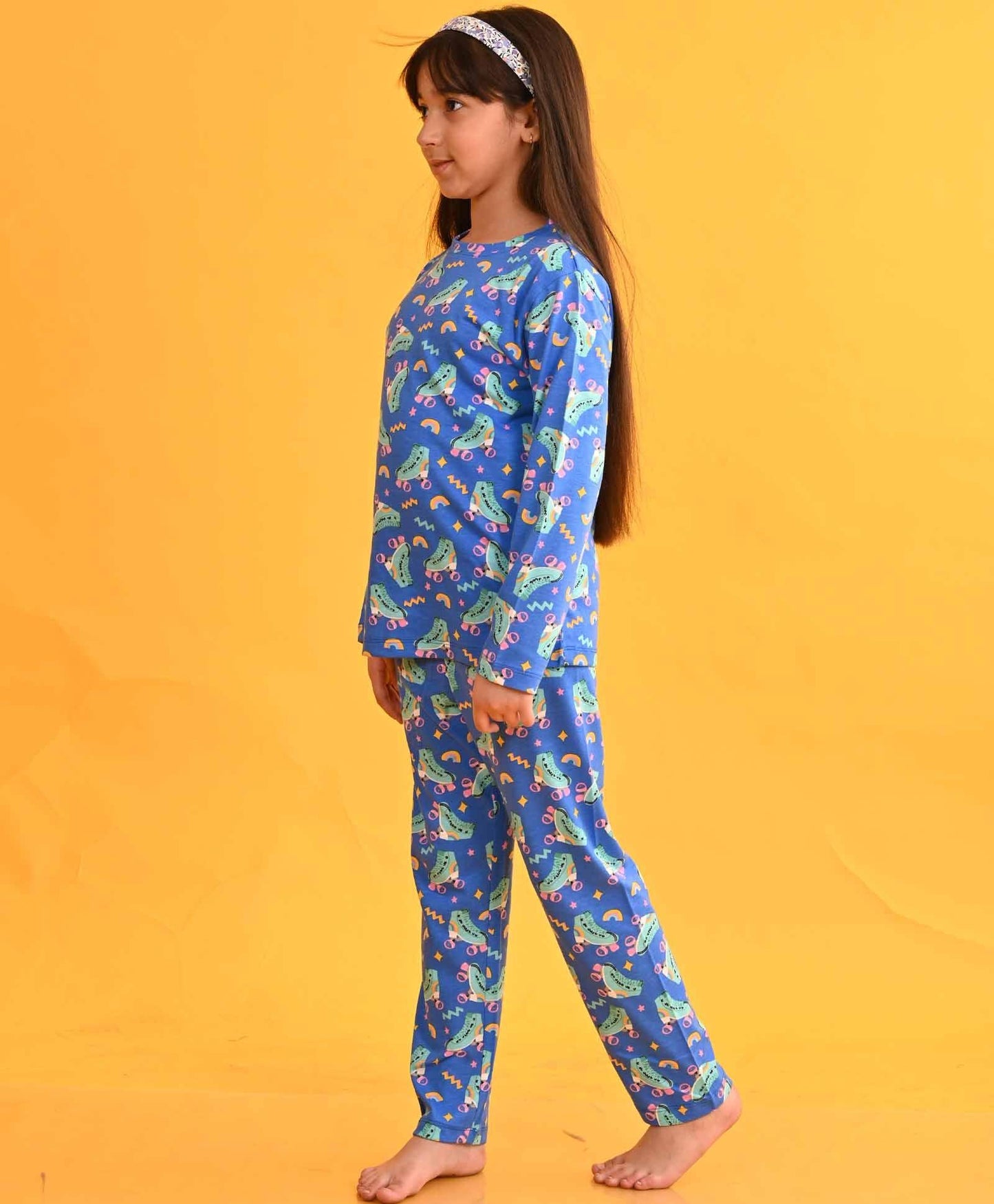 SKATES BLUE LONG SLEEVES PYJAMA SET - BLUE