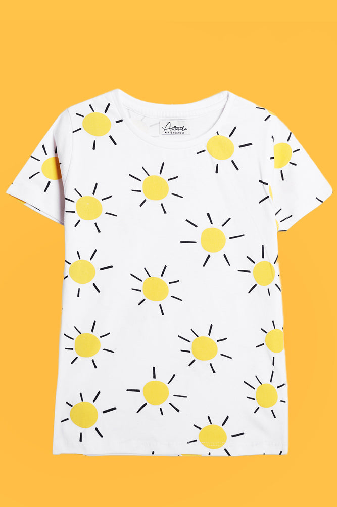 FOOTBALL LIME AND SUN WHITE SHORT SLEEVE T-SHIRT (PACK OF 2) - Anthrilo India
