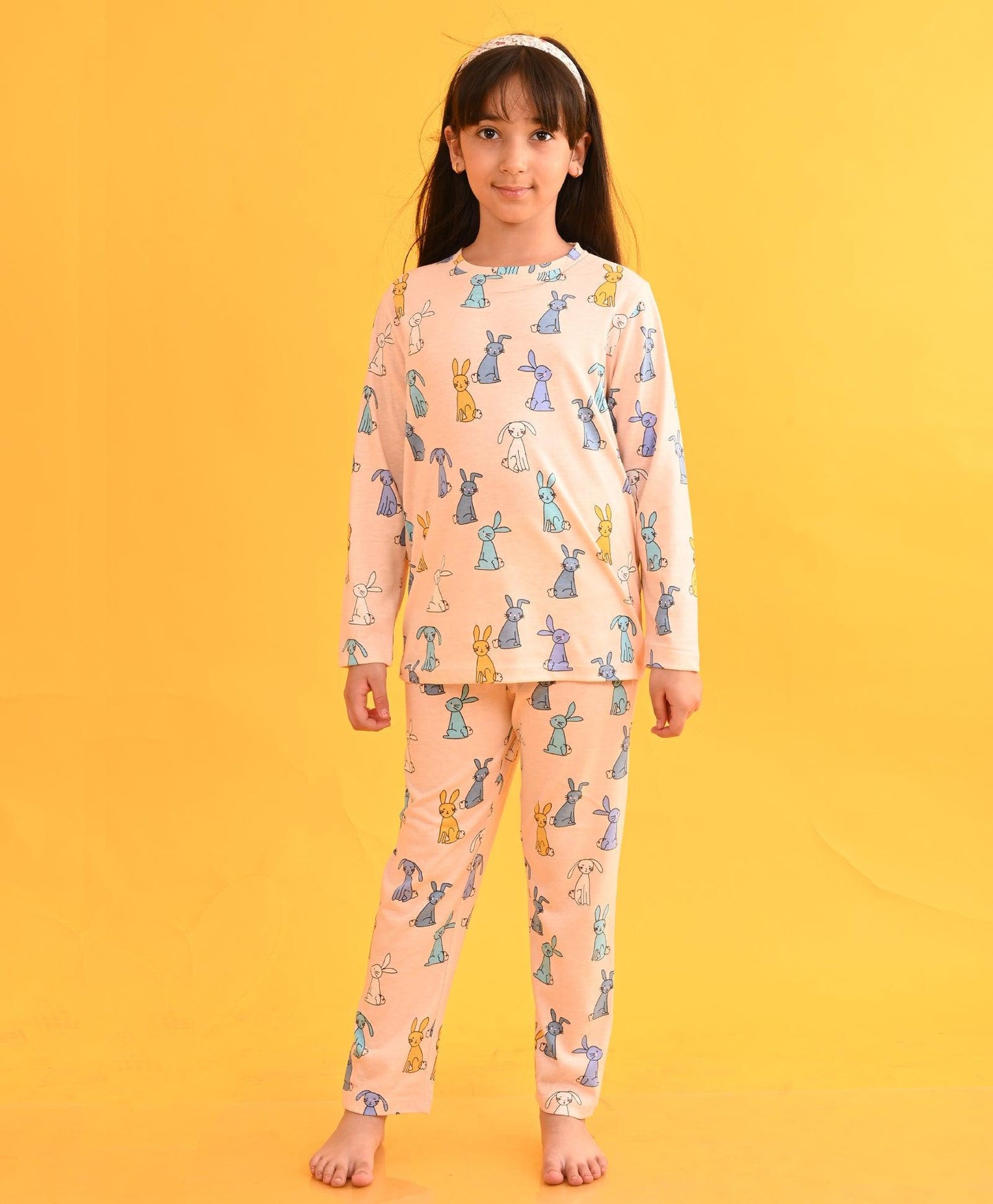 BUNNY LONG SLEEVES PYJAMA SET - PEACH