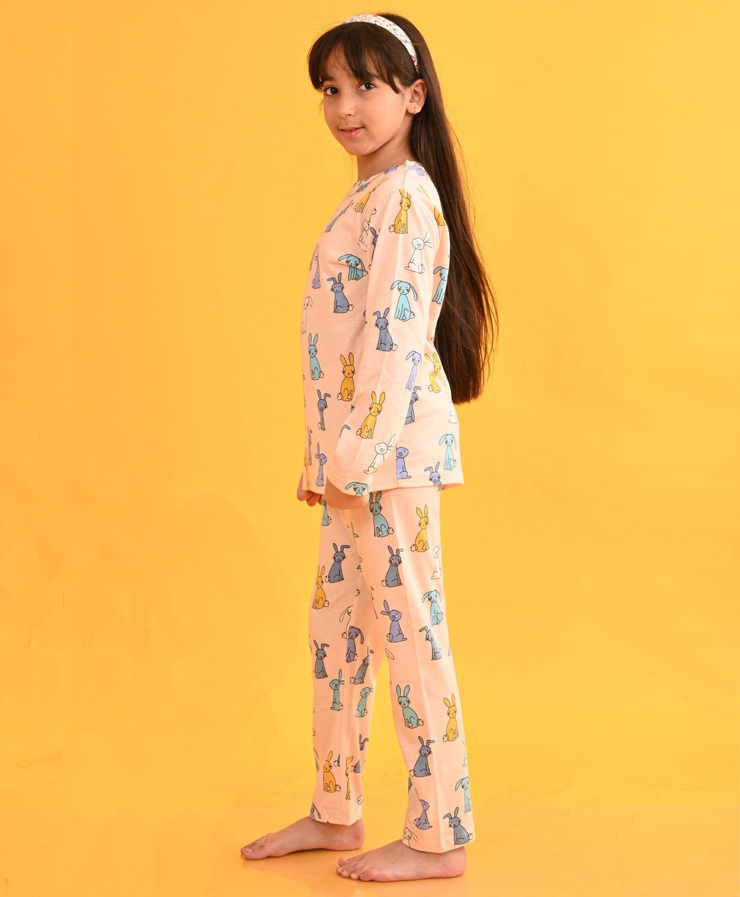 BUNNY LONG SLEEVES PYJAMA SET - PEACH