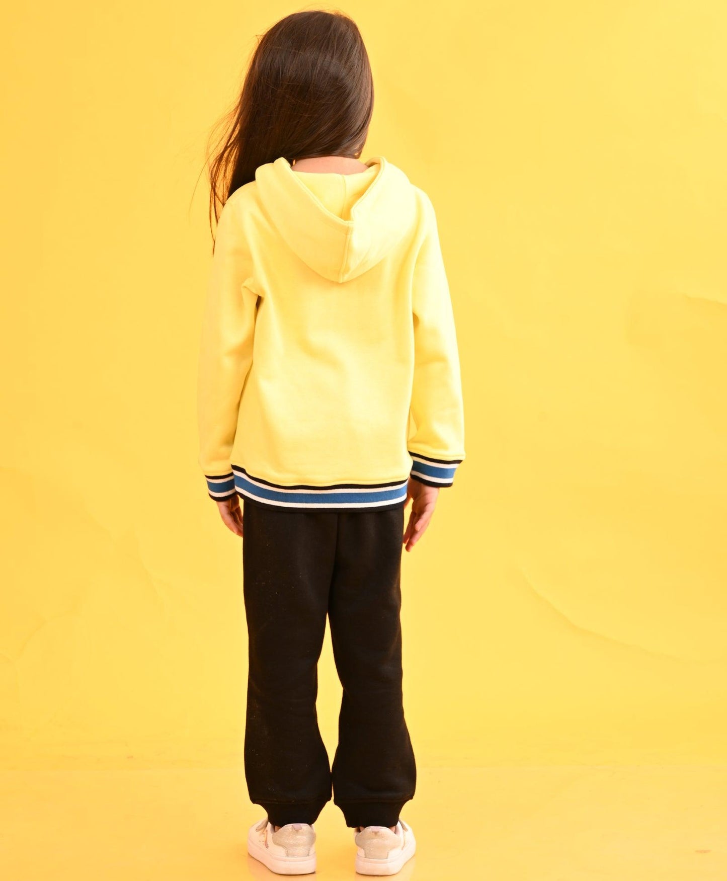 YELLOW 1965 FLEECE GIRLS HOODIE BLACK JOGGER SET - YELLOW / BLACK