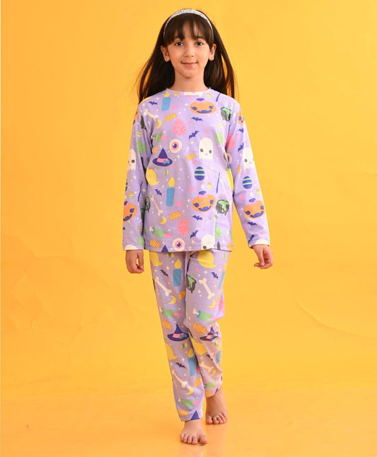 HALLOWEEN LONG SLEEVES PYJAMA SET - PURPLE - Anthrilo