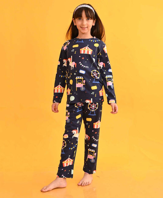 CARNIVAL CIRCUS LONG SLEEVES PYJAMA SET - BLUE - Anthrilo