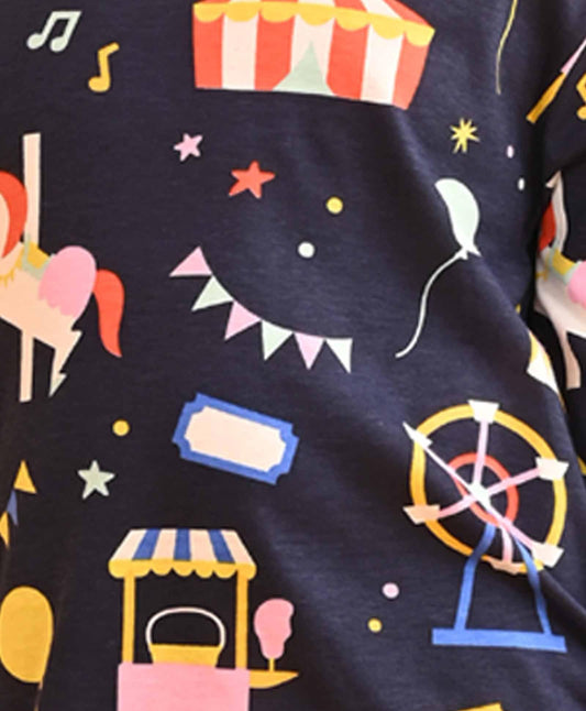 CARNIVAL CIRCUS LONG SLEEVES PYJAMA SET - BLUE - Anthrilo