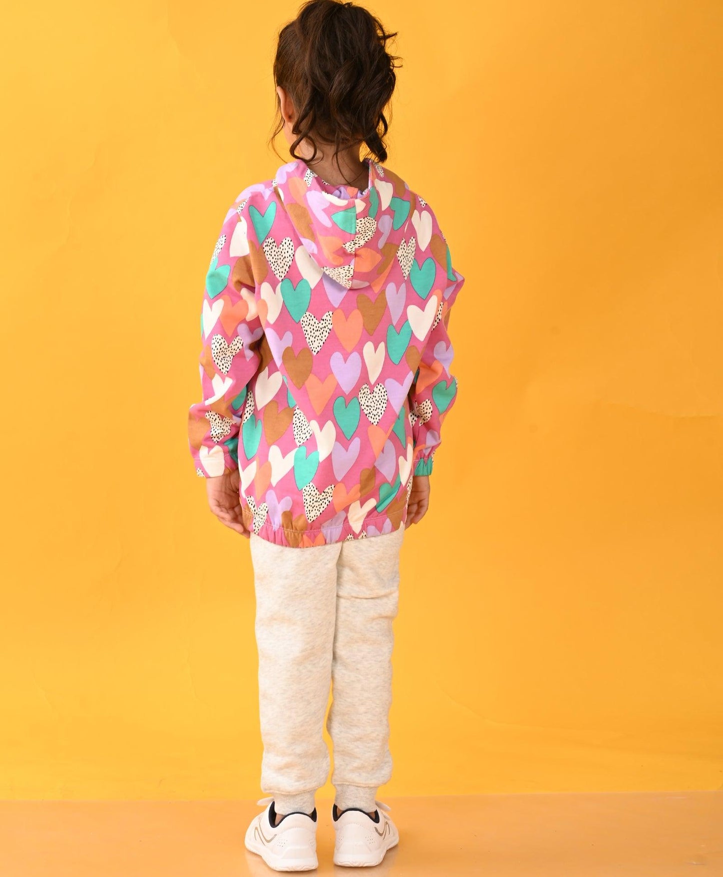 PURPLE HEART FLEECE HOODIE ECRU JOGGER SET - PURPLE / ECRU