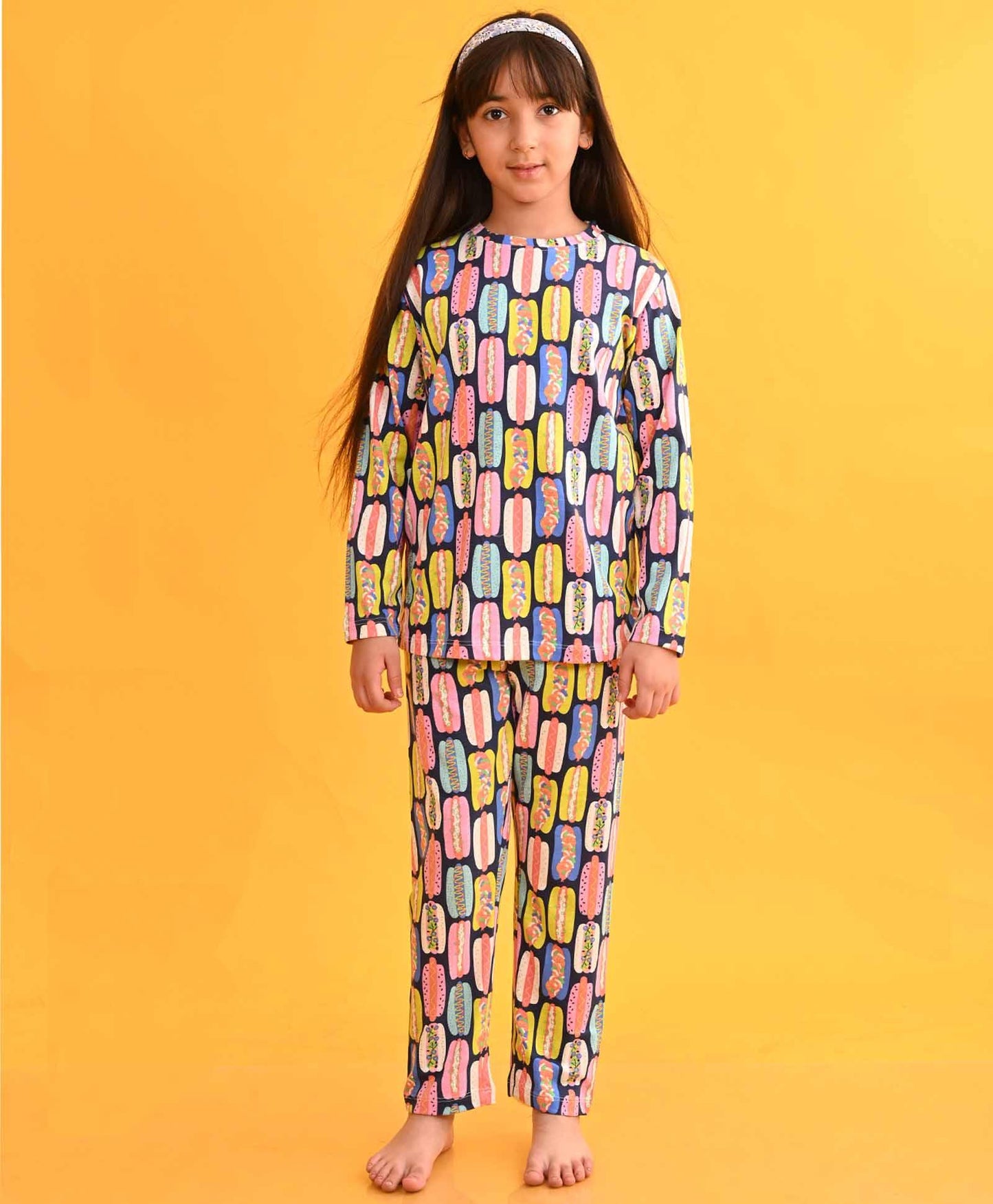 HOT DOG LONG SLEEVES PYJAMA SET - BLUE