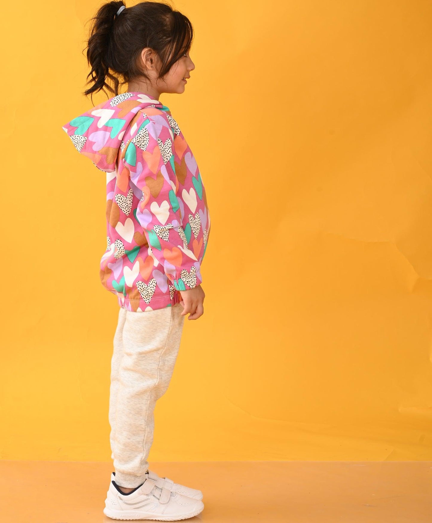 PURPLE HEART FLEECE HOODIE ECRU JOGGER SET - PURPLE / ECRU