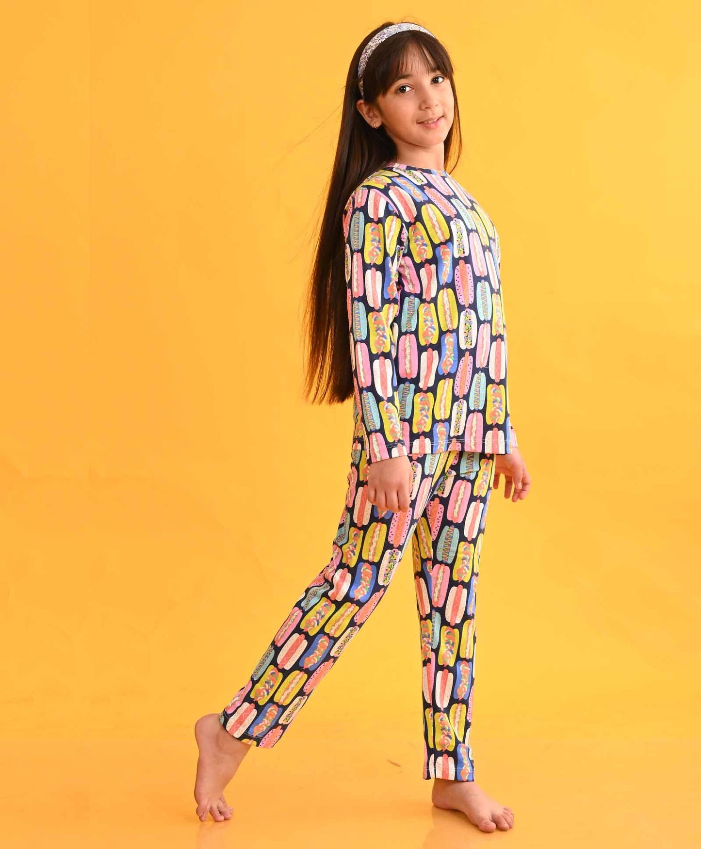 HOT DOG LONG SLEEVES PYJAMA SET - BLUE