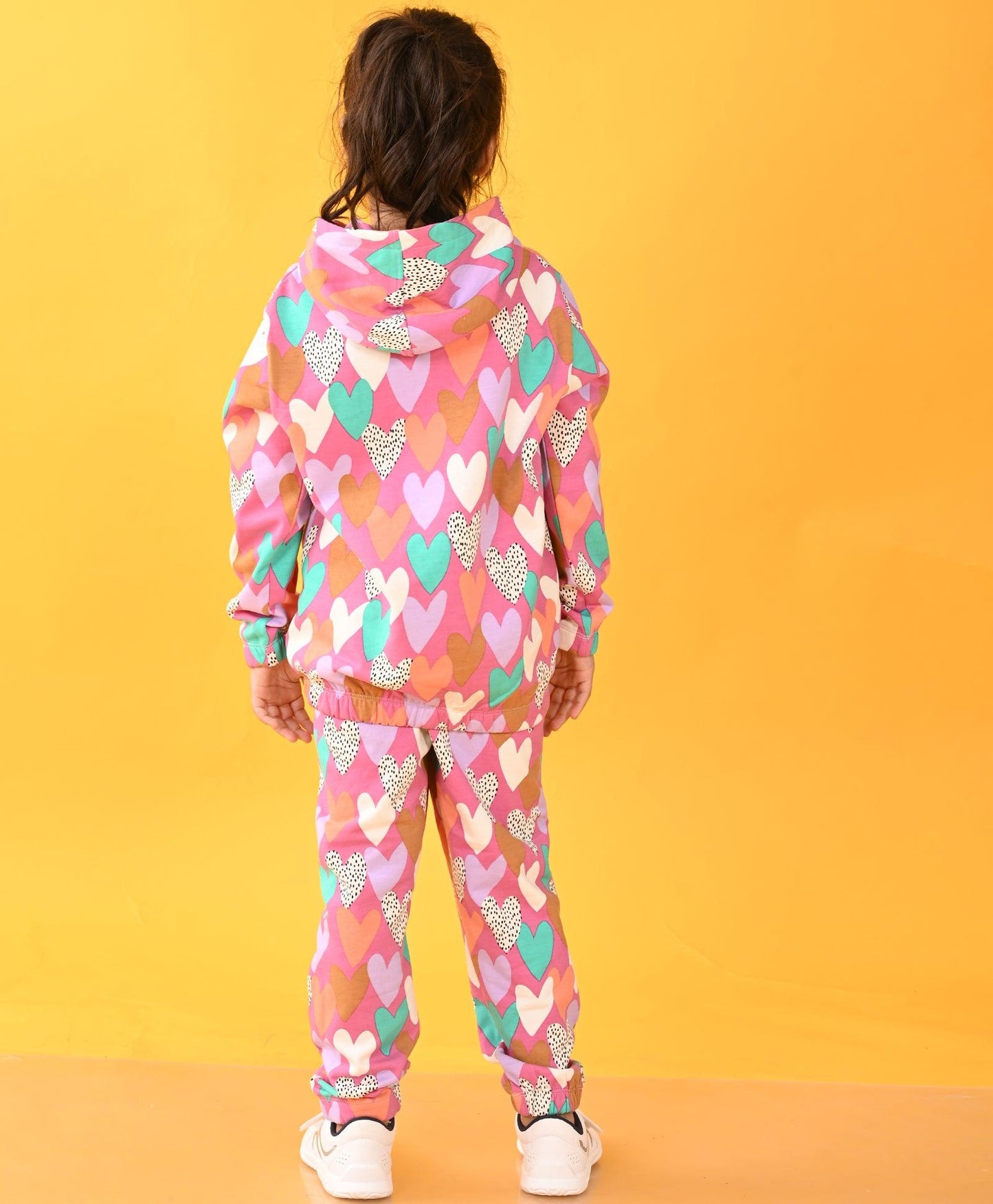 PURPLE HEART FLEECE GIRLS HOODIE JOGGER SET - PURPLE