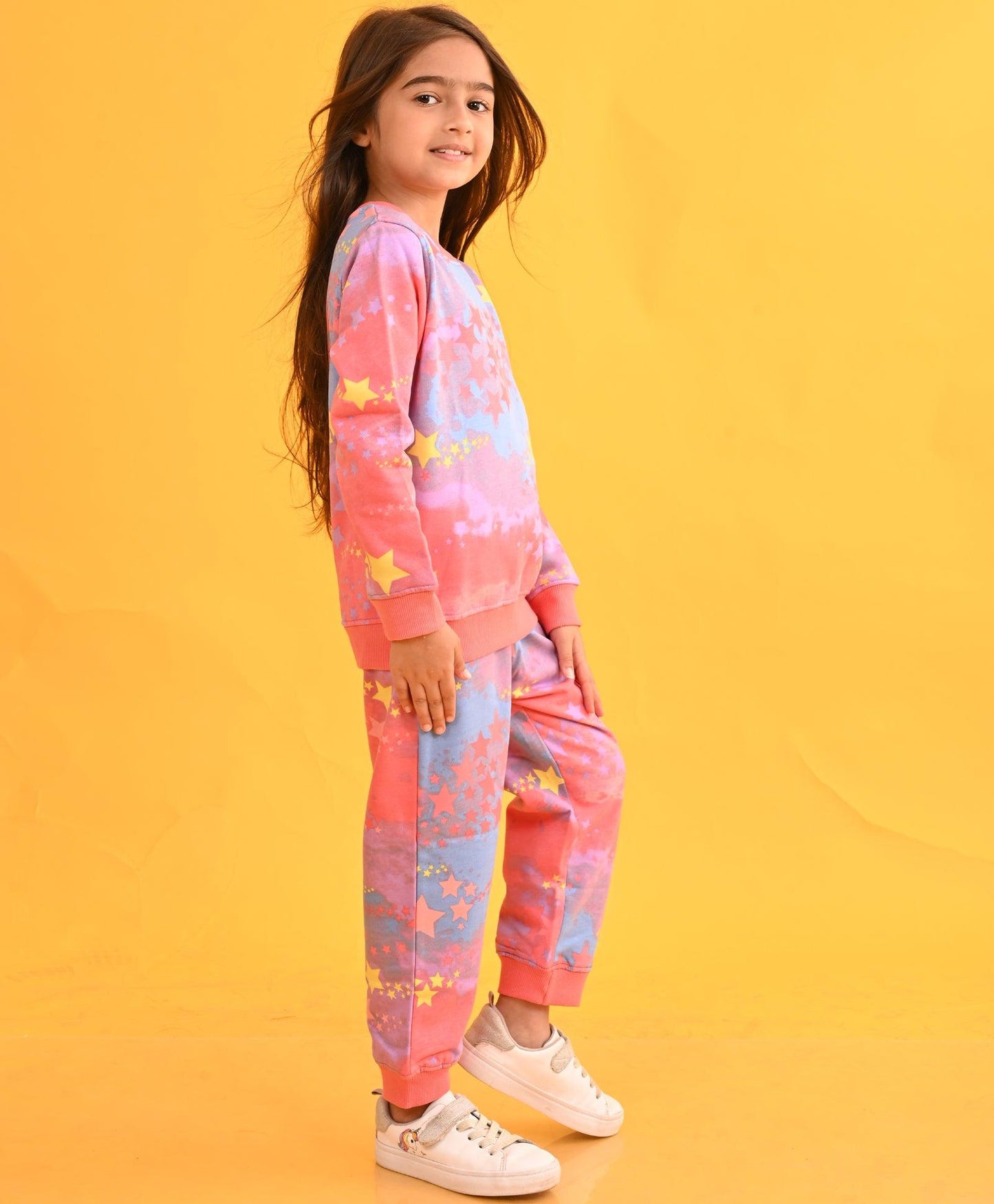 TIE DYE STAR FLEECE SWEATSHIRT JOGGER SET D - PINK - Anthrilo