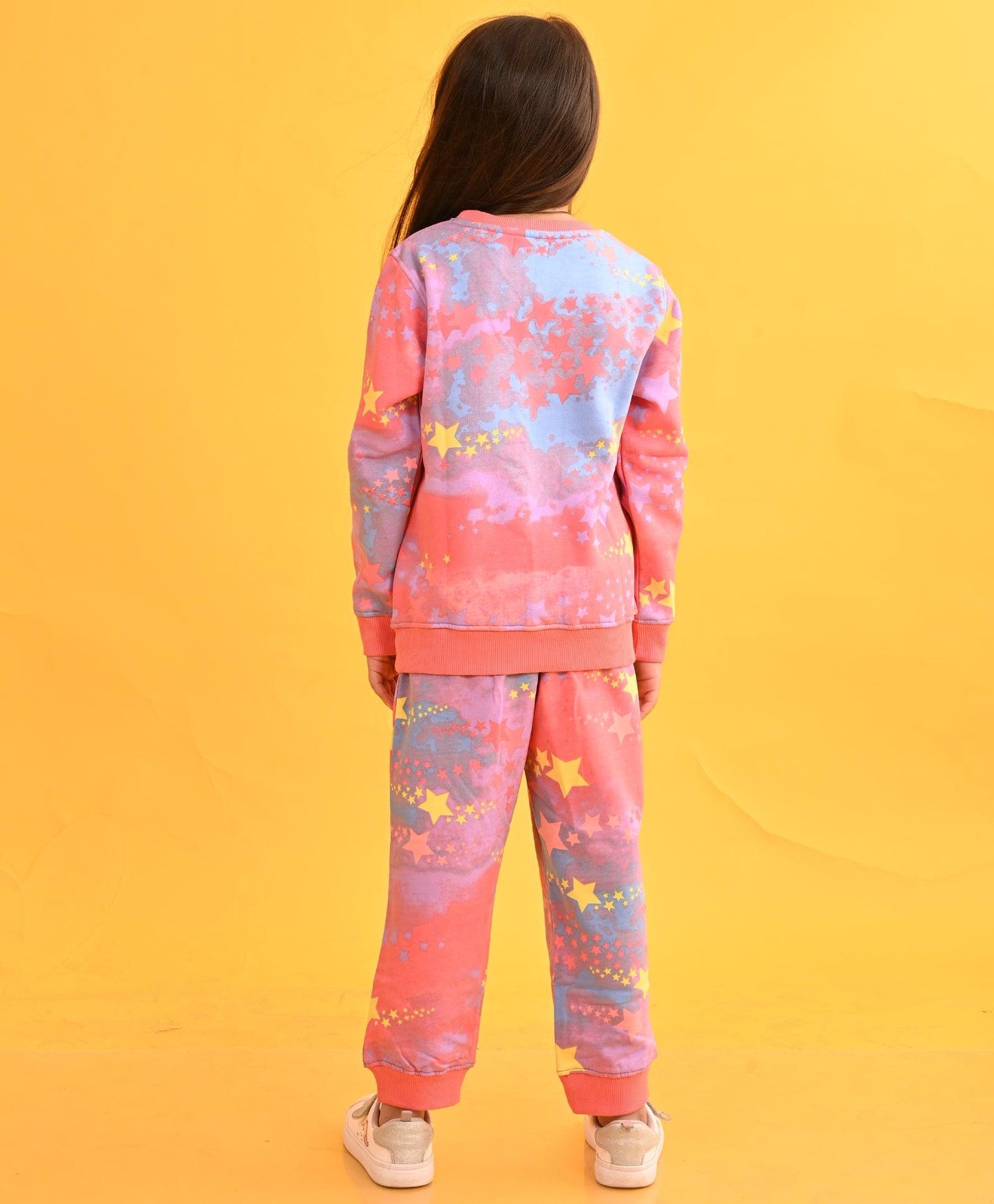 TIE DYE STAR FLEECE SWEATSHIRT JOGGER SET D - PINK - Anthrilo