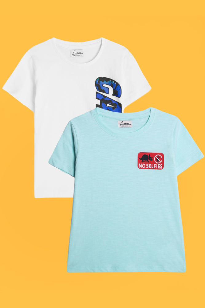 GAMER WHITE AND NO SELFIES SHORT SLEEVE T-SHIRT (PACK OF 2) - Anthrilo India