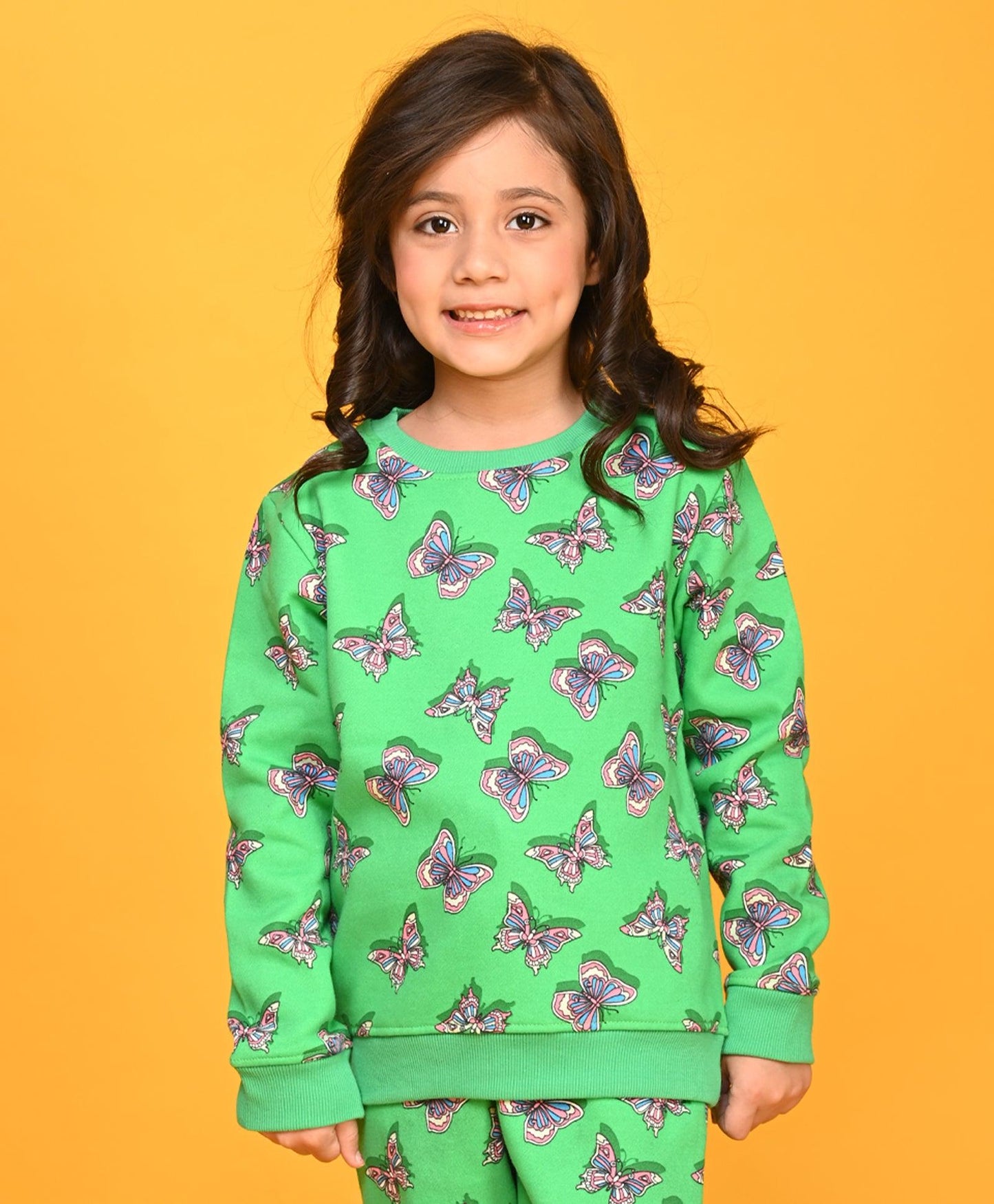 BUTTERFLY DARK GREEN FLEECE SWEATSHIRT - GREEN