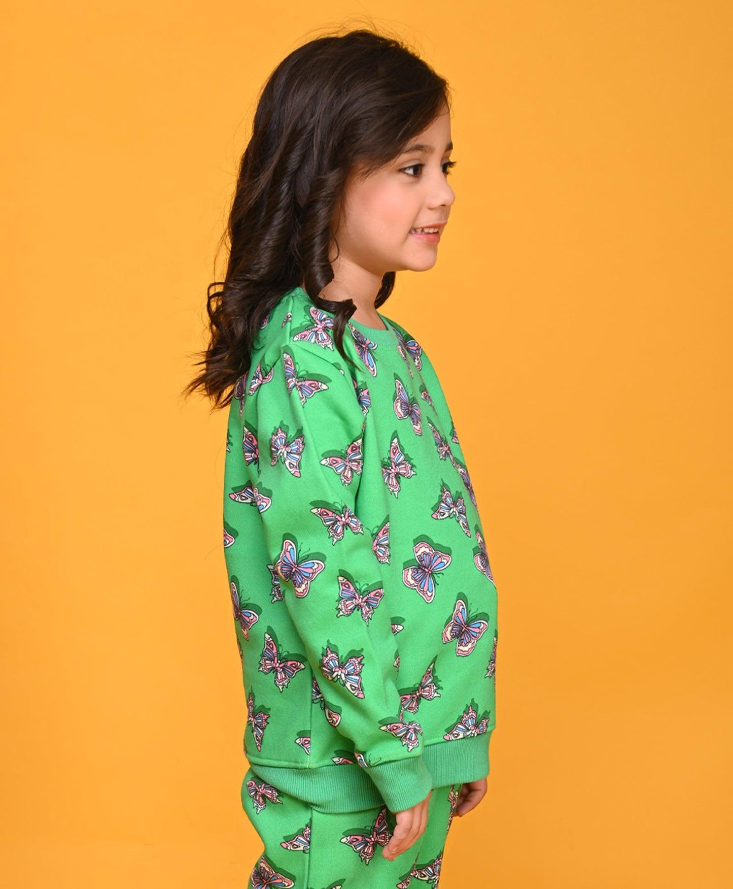 BUTTERFLY DARK GREEN FLEECE SWEATSHIRT - GREEN