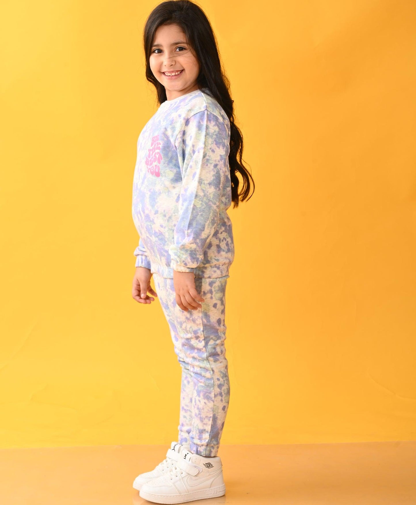 TIE DYE ECRU MELANGE TERRY SWEATSHIRT JOGGER SET - ECRU