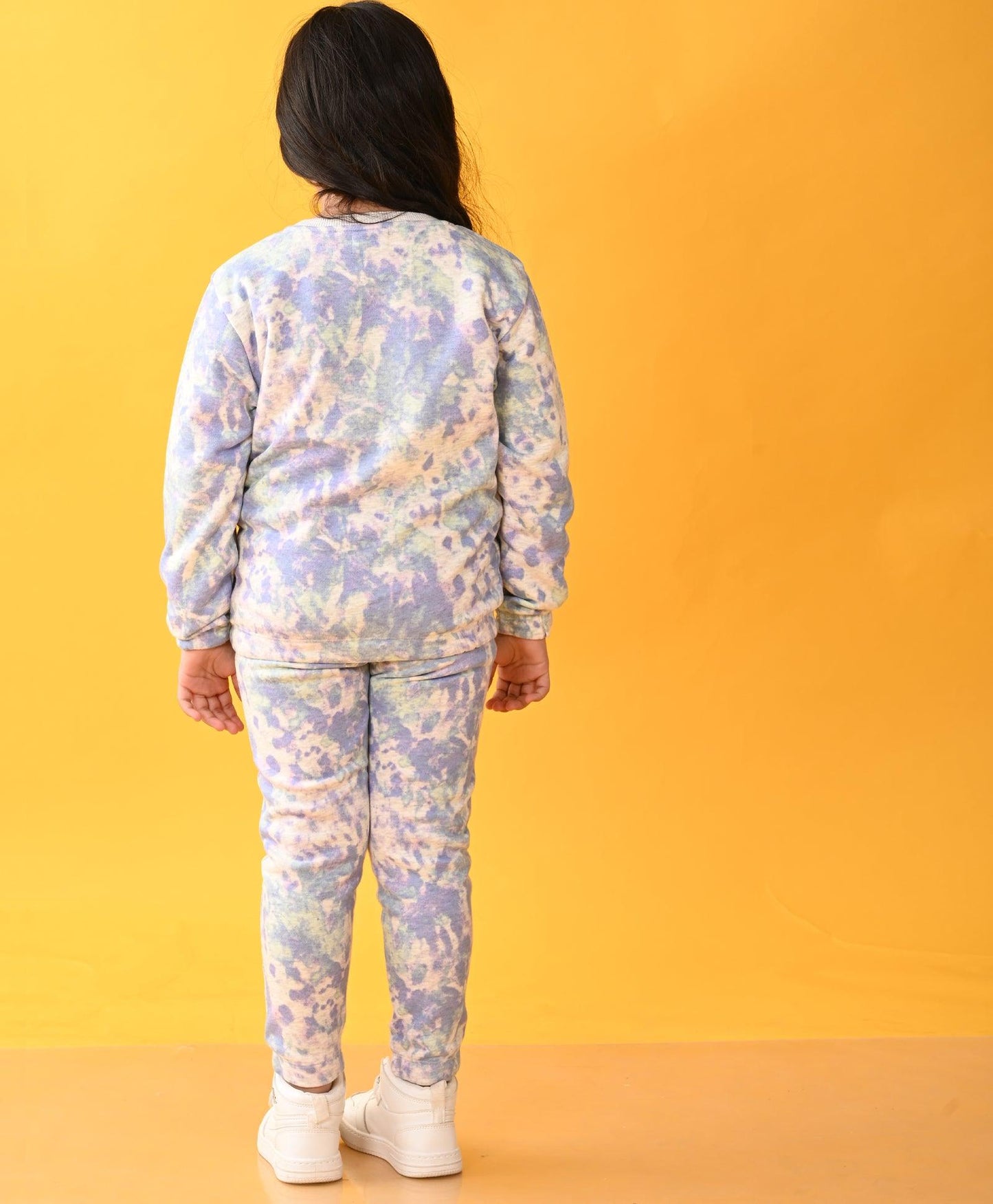 TIE DYE ECRU MELANGE TERRY SWEATSHIRT JOGGER SET - ECRU