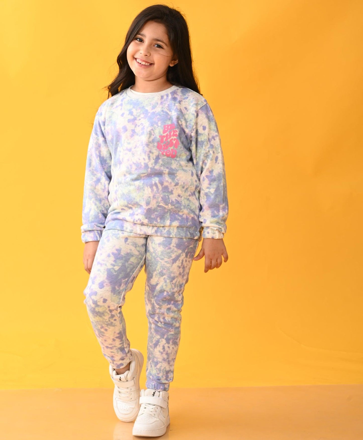 TIE DYE ECRU MELANGE TERRY SWEATSHIRT JOGGER SET - ECRU