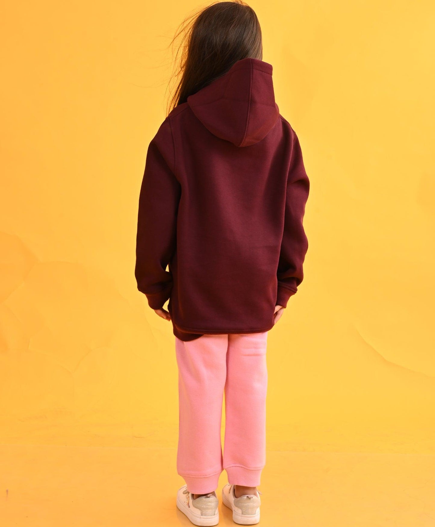 SUNSHINE MEHROON FLEECE HOODIE PINK JOGGER SET - MEHROON/PINK