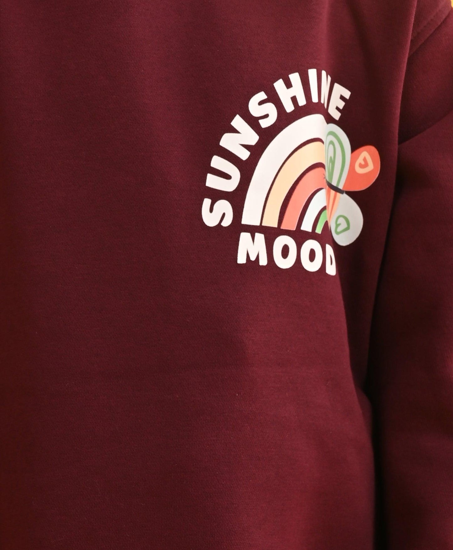 SUNSHINE MEHROON FLEECE HOODIE PINK JOGGER SET - MEHROON/PINK