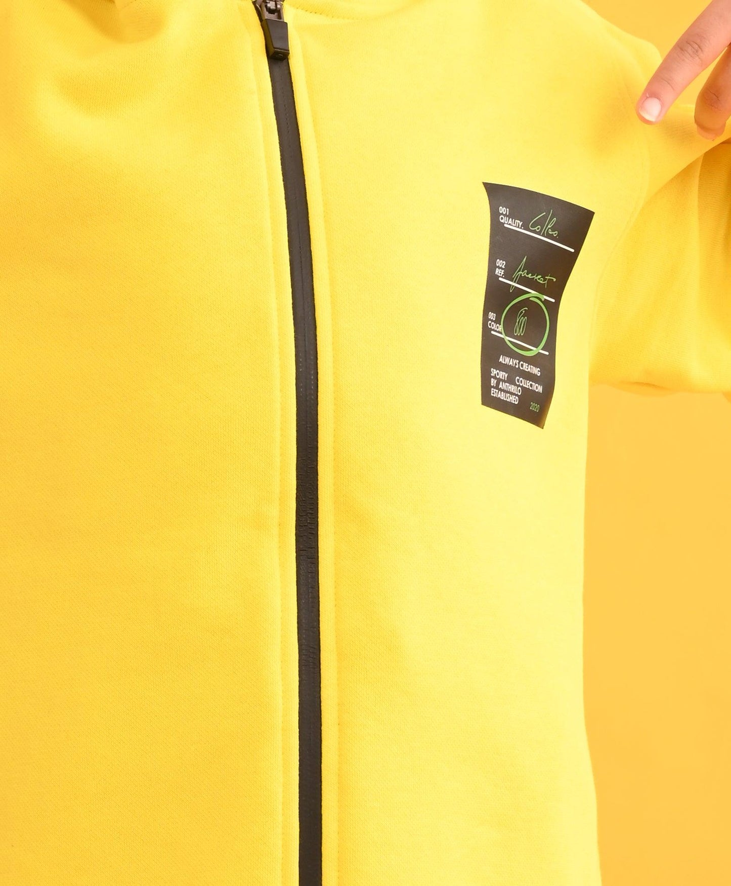 SPORTY COLLECTION YELLOW GIRLS HOODIE BLACK FLEECE JOGGER SET - YELLOW / BLACK