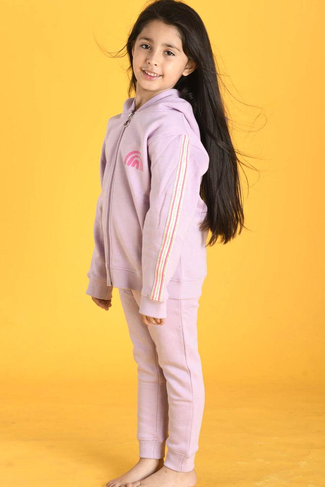 LAVENDER FLEECE ZIP UP SWEATSHIRT JOGGER SET - PURPLE - Anthrilo Design House