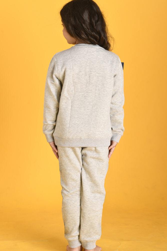 DENIM BOW FLEECE PLAIN SWEATSHIRT JOGGER SET - ECRU MELANGE - Anthrilo Design House