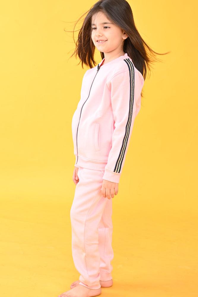 PINK FLEECE ZIP UP SWEATSHIRT JOGGER SET - PINK - Anthrilo Design House