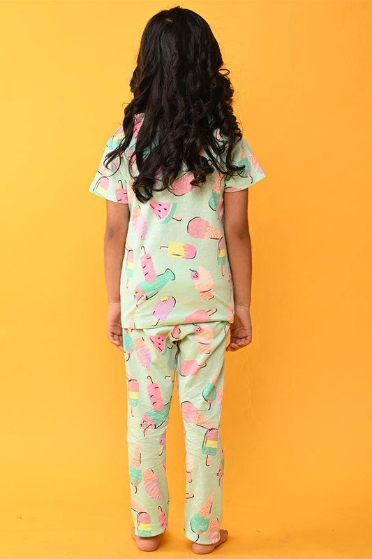 ICECREAM AQUA SHORT SLEEVES PYJAMA SET - AQUA - Anthrilo India