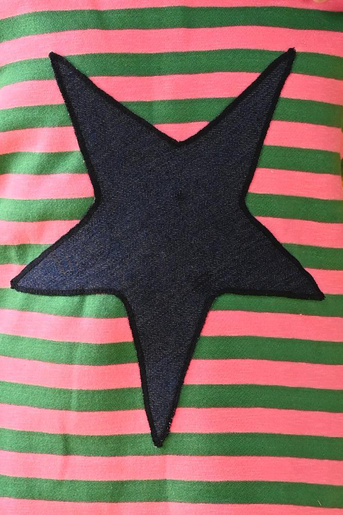 STRIPED STAR FLEECE SWEATSHIRT DRESS - PINK - Anthrilo Design House