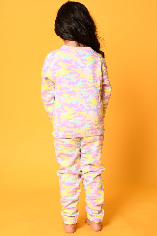 CAMOUFLAGE FLEECE GIRLS SWEATSHIRT JOGGER SET - PINK - Anthrilo Design House