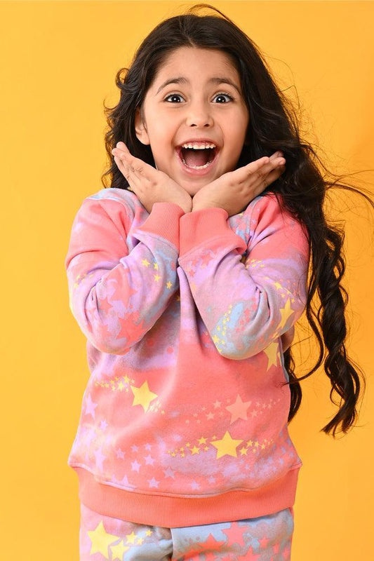 TIE DYE STAR FLEECE SWEATSHIRT - PINK - Anthrilo Design House